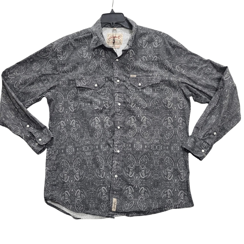 Rafter C Cowboy Collection Mens XL Pearl Snap Western Shirt Paisley ProFlex 45